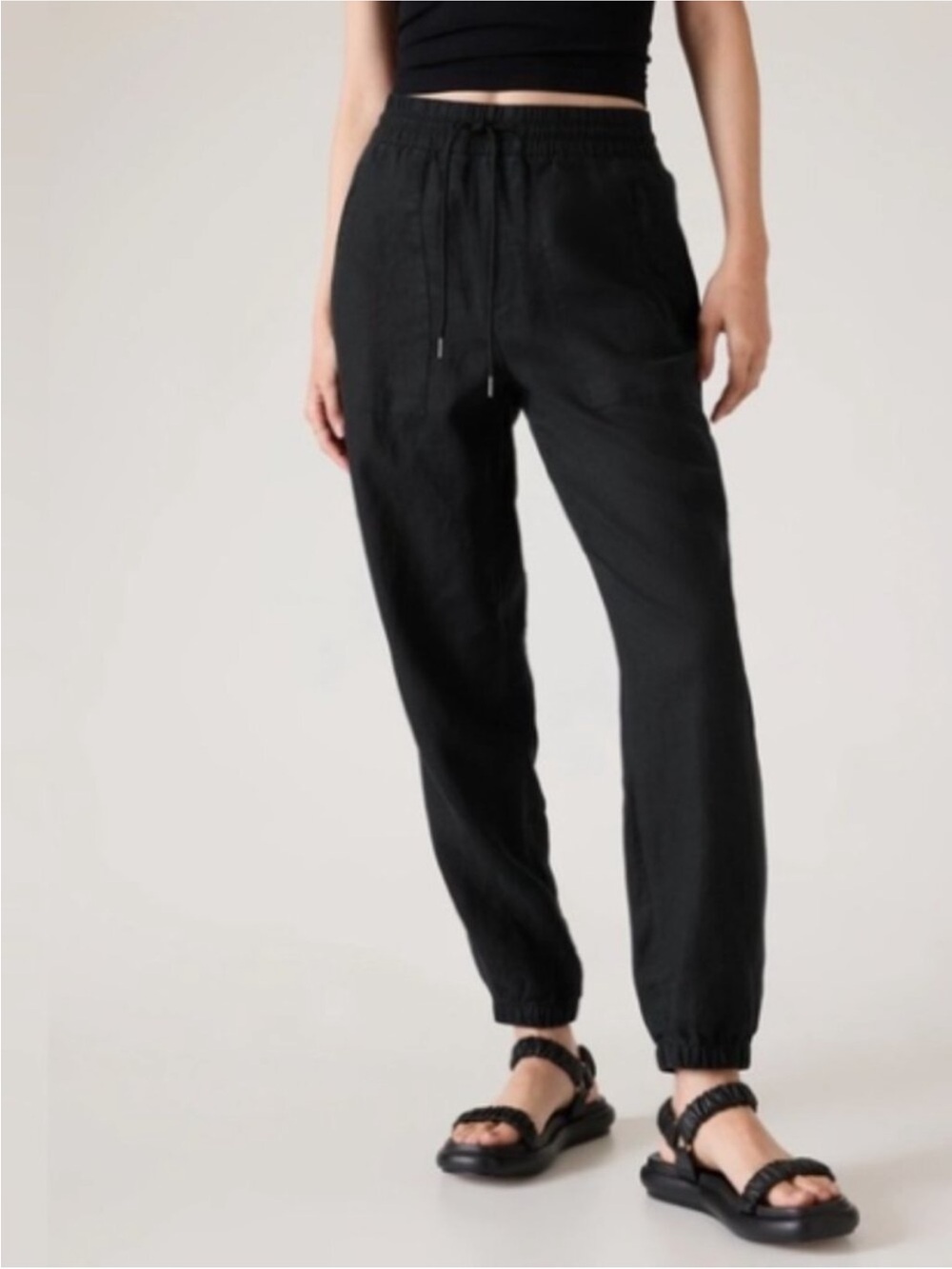 Athleta Black Elastic-Waist Jogger Pants Large/ Tall